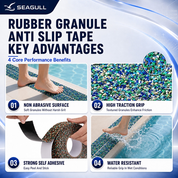 Elastic Rubber Granule Non Slip Tape Features